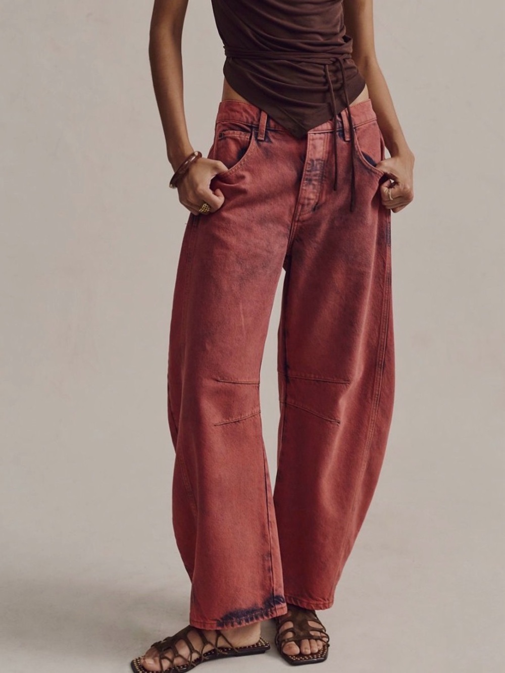 Free People Good Luck Barrell Jeans in Faded Rust